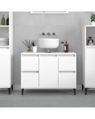 Meuble d'évier blanc 80x33x60 cm bois d'ingénierie | Mobilier & Déco