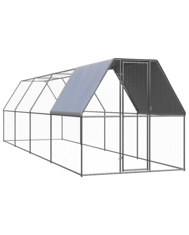 Poulailler d'extérieur 2x8x2 m Acier galvanisé | Mobilier & Déco