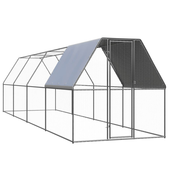 Poulailler d'extérieur 2x8x2 m Acier galvanisé | Mobilier & Déco