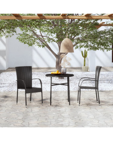 Ensemble à manger de jardin 3 pcs Résine tressée Noir | Mobilier & Déco