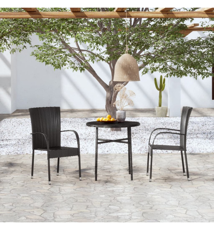 Ensemble à manger de jardin 3 pcs Résine tressée Noir | Mobilier & Déco