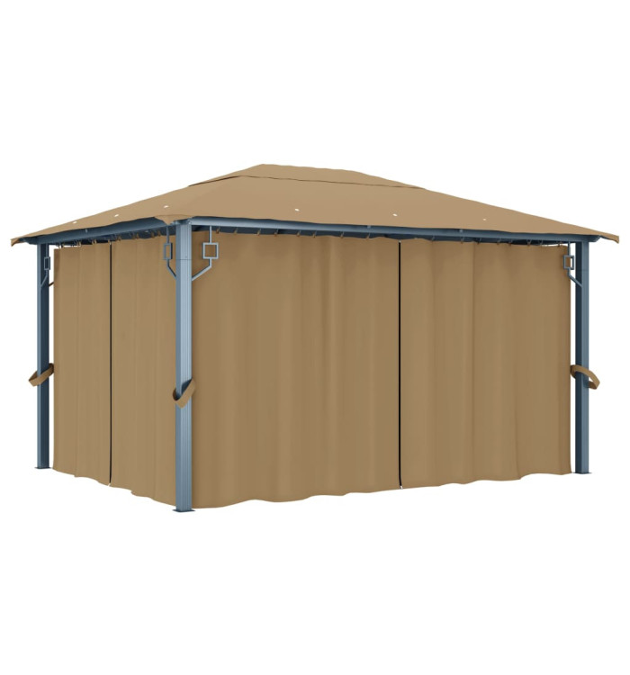 Tonnelle avec rideau 400x300 cm Taupe Aluminium | Mobilier & Déco