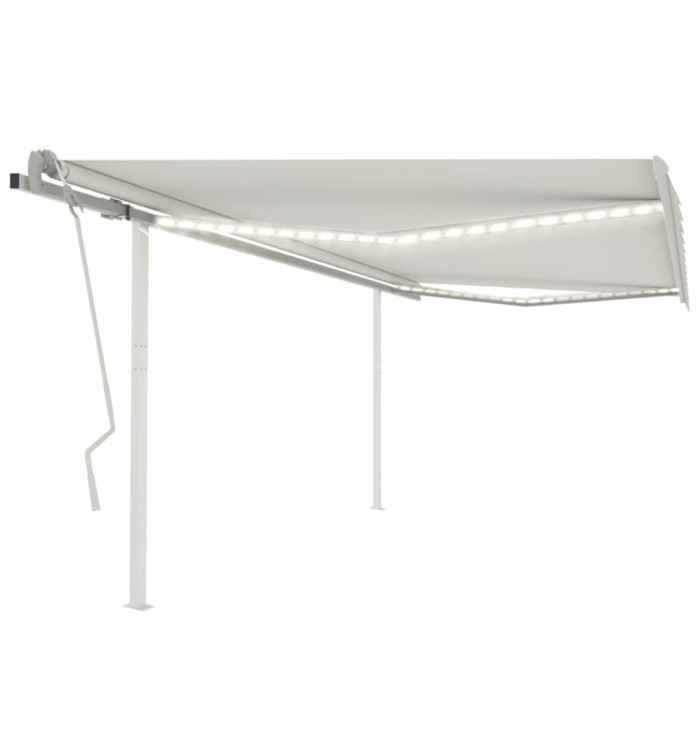 Auvent manuel rétractable avec LED 4x3,5 m Crème | Mobilier & Déco