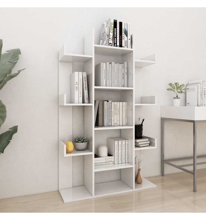 Bibliothèque Blanc brillant 86x25,5x140 cm Bois d’ingénierie | Mobilier & Déco