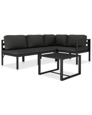 Salon de jardin 5 pcs avec coussins Aluminium Anthracite | Mobilier & Déco