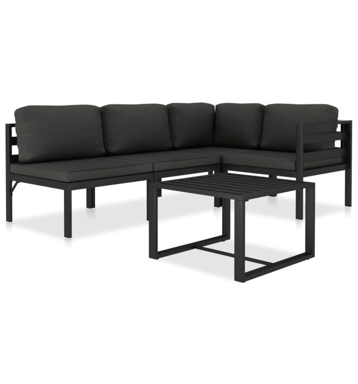 Salon de jardin 5 pcs avec coussins Aluminium Anthracite | Mobilier & Déco