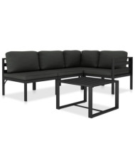 Salon de jardin 5 pcs avec coussins Aluminium Anthracite | Mobilier & Déco