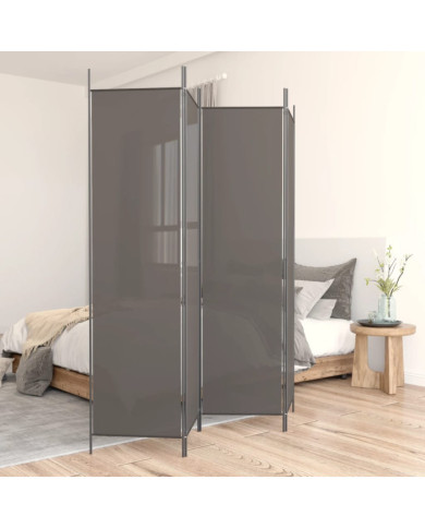 Cloison de séparation 4 panneaux Anthracite 200x220 cm Tissu | Mobilier & Déco