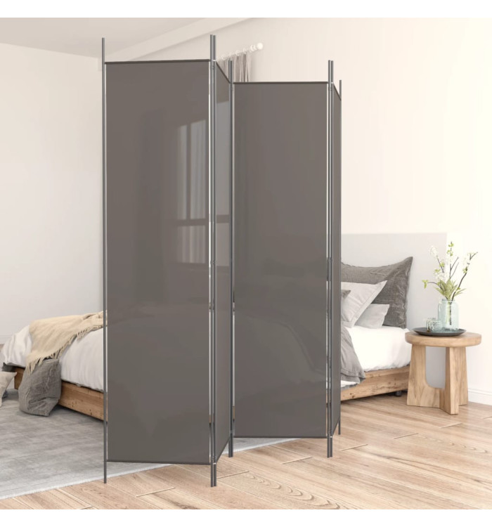 Cloison de séparation 4 panneaux Anthracite 200x220 cm Tissu | Mobilier & Déco