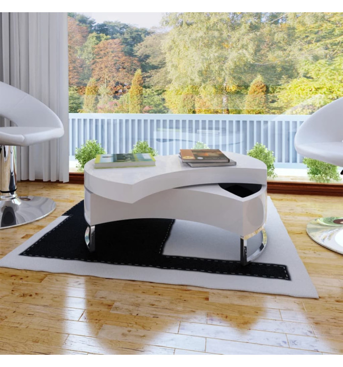 Table basse à forme réglable blanc brillant | Mobilier & Déco