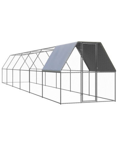 Poulailler d'extérieur 2x12x2 m Acier galvanisé | Mobilier & Déco