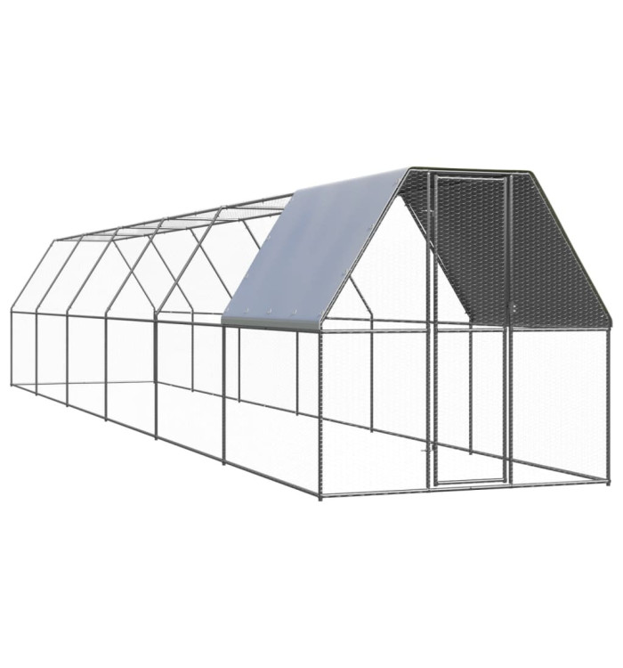 Poulailler d'extérieur 2x12x2 m Acier galvanisé | Mobilier & Déco