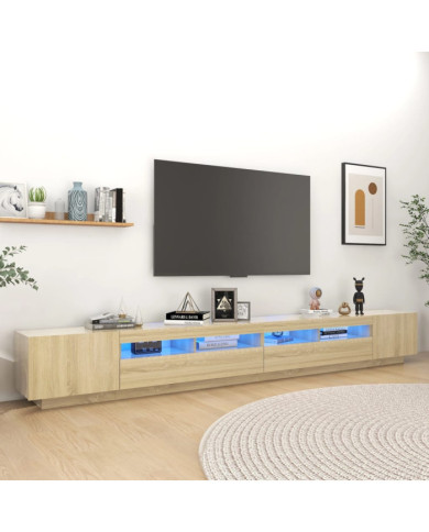 Meuble TV avec lumières LED Chêne sonoma 300x35x40 cm | Mobilier & Déco