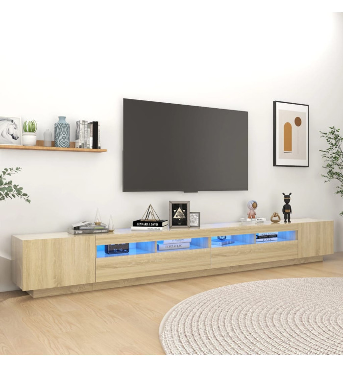 Meuble TV avec lumières LED Chêne sonoma 300x35x40 cm | Mobilier & Déco