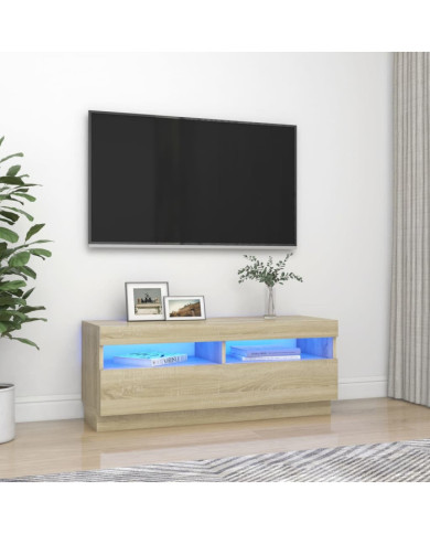 Meuble TV avec lumières LED chêne sonoma 100x35x40 cm | Mobilier & Déco