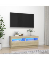 Meuble TV avec lumières LED chêne sonoma 100x35x40 cm | Mobilier & Déco