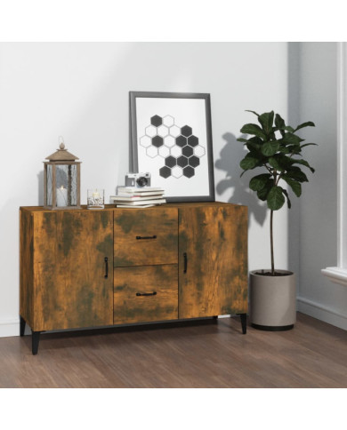 Buffet chêne fumé 100x36x60 cm bois d'ingénierie | Mobilier & Déco