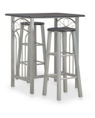 Ensemble de bar 3 pcs Bois et acier Noir | Mobilier & Déco