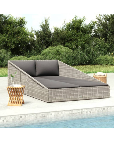 Lit de jardin Gris 110x200 cm Résine tressée | Mobilier & Déco