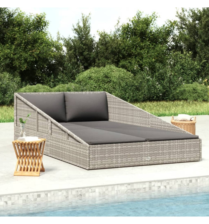 Lit de jardin Gris 110x200 cm Résine tressée | Mobilier & Déco