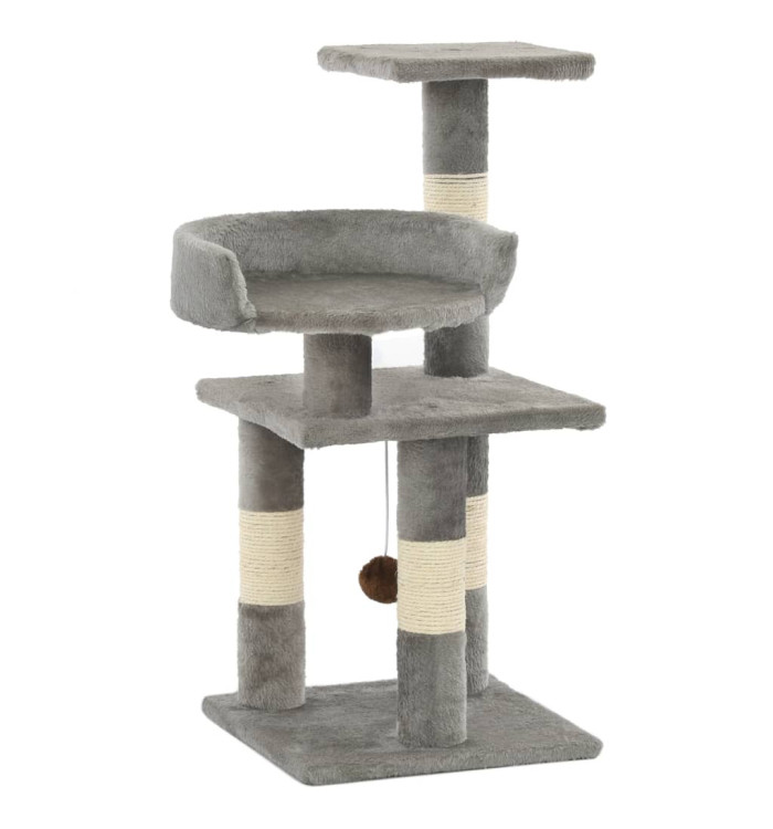Arbre à chat avec griffoirs en sisal 65 cm Gris | Mobilier & Déco