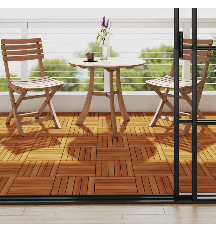 Carreaux de terrasse 30x30 cm 10 pcs Acacia Motif vertical | Mobilier & Déco