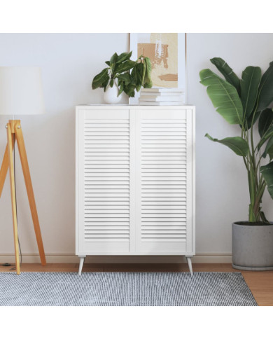 Portes d'armoire à persiennes 2pcs blanc 99,3x39,4cm pin massif | Mobilier & Déco