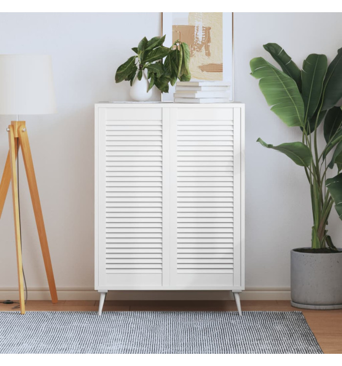 Portes d'armoire à persiennes 2pcs blanc 99,3x39,4cm pin massif | Mobilier & Déco