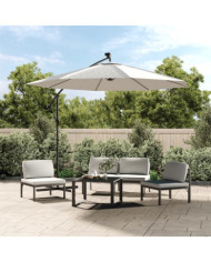 Parasol avec éclairage LED 300cm Poteau en métal Sable | Mobilier & Déco