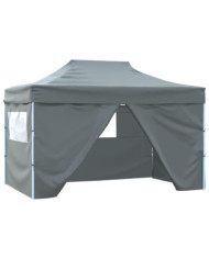 Tente pliable avec 4 parois latérales 3 x 4,5 m Anthracite | Mobilier & Déco