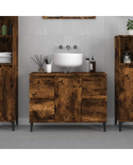 Meuble d'évier chêne fumé 80x33x60 cm bois d'ingénierie | Mobilier & Déco