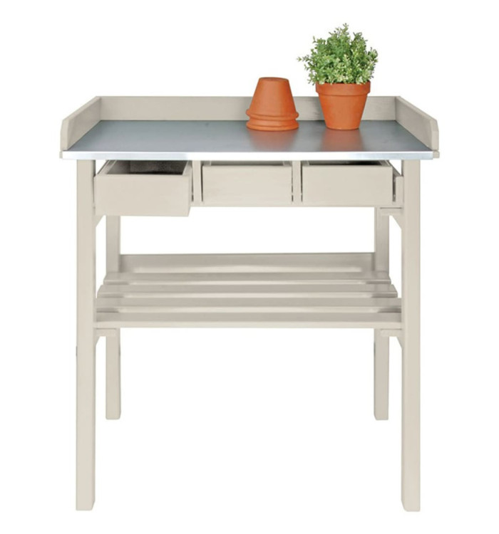 Esschert Design Banc de travail de jardin blanc CF29W | Mobilier & Déco