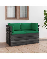 Canapé palette de jardin 2 places avec coussins Bois de pin | Mobilier & Déco