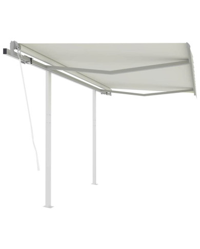 Auvent rétractable automatique et poteaux 3x2,5 m Crème | Mobilier & Déco