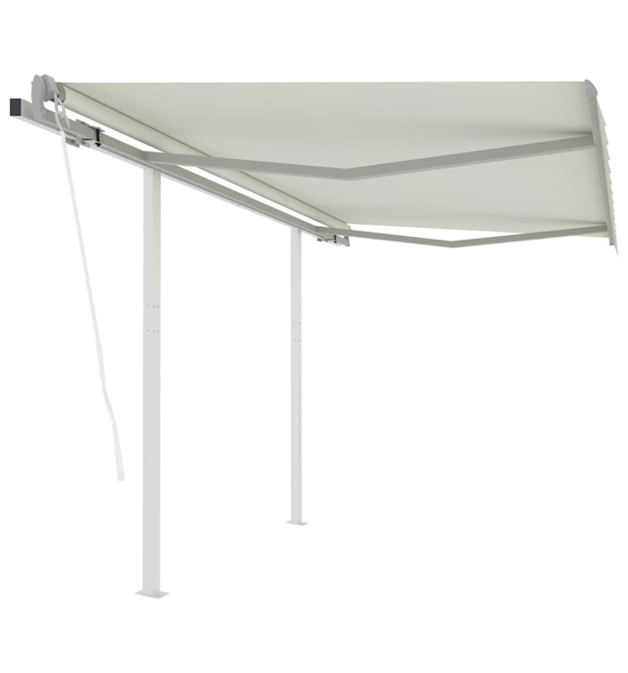 Auvent rétractable automatique et poteaux 3x2,5 m Crème | Mobilier & Déco
