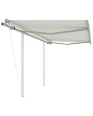 Auvent rétractable automatique et poteaux 3x2,5 m Crème | Mobilier & Déco