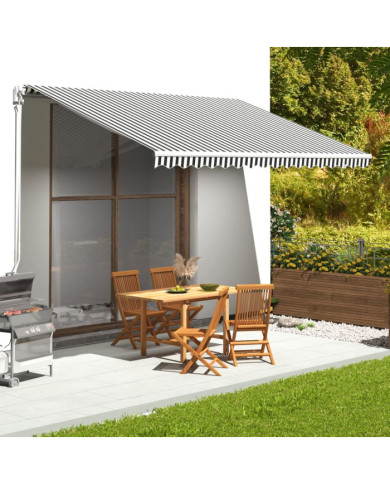 Tissu de remplacement pour auvent Anthracite et blanc 4,5x3 m | Mobilier & Déco