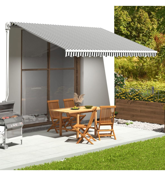 Tissu de remplacement pour auvent Anthracite et blanc 4,5x3 m | Mobilier & Déco