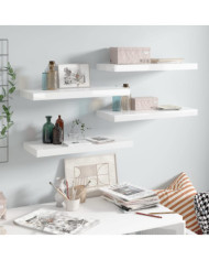 Étagère murale flottante 4 pcs Blanc brillant 60x23,5x3,8cm MDF | Mobilier & Déco