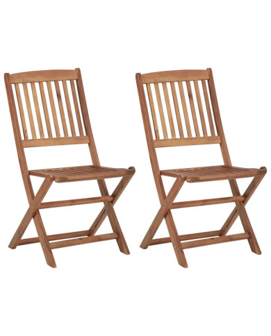 Chaises pliables d'extérieur lot de 2 Bois d'acacia solide | Mobilier & Déco
