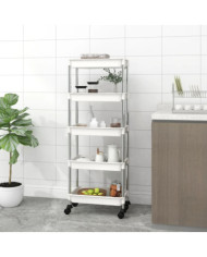 Chariot de cuisine 5 niveaux Blanc 42x29x128 cm Fer et ABS | Mobilier & Déco