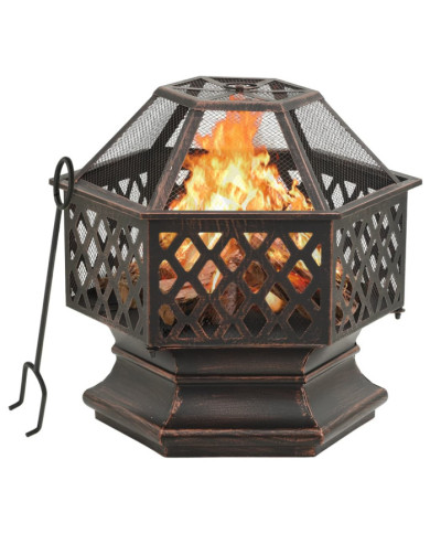 Foyer rustique avec tisonnier 62x54x56 cm XXL Acier | Mobilier & Déco