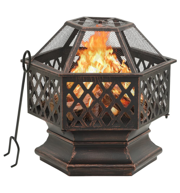 Foyer rustique avec tisonnier 62x54x56 cm XXL Acier | Mobilier & Déco