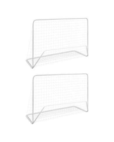 Buts de football 2 pcs avec filets 182x61x122 cm Acier Blanc | Mobilier & Déco