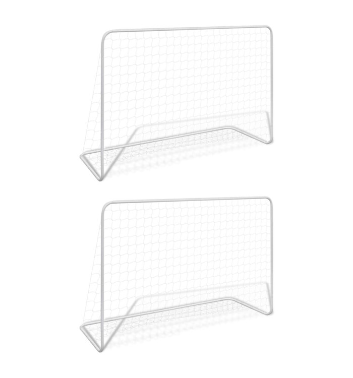 Buts de football 2 pcs avec filets 182x61x122 cm Acier Blanc | Mobilier & Déco
