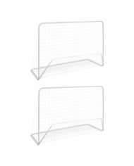 Buts de football 2 pcs avec filets 182x61x122 cm Acier Blanc | Mobilier & Déco