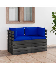 Canapé palette de jardin 2 places avec coussins Bois de pin | Mobilier & Déco