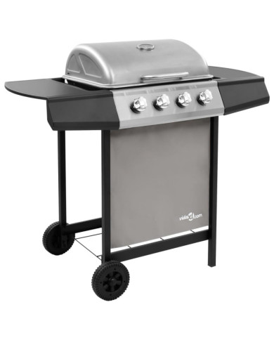 Barbecue gril à gaz avec 4 brûleurs Noir et argenté | Mobilier & Déco