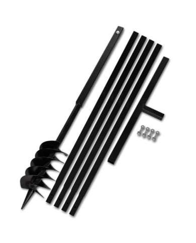Tarière de sol avec manche 120 mm et tube d'extension 5 m Acier | Mobilier & Déco
