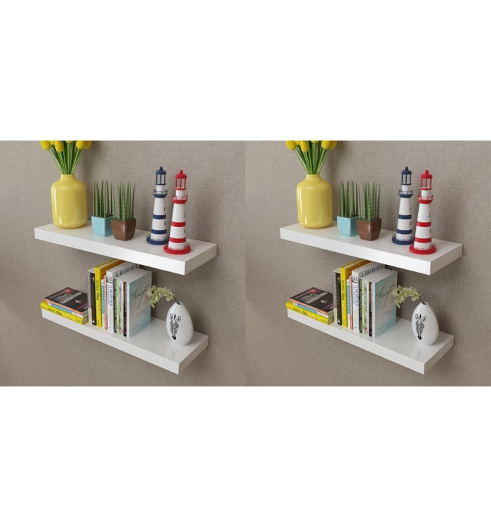 Étagères murales 4 pcs Blanc 60 cm | Mobilier & Déco